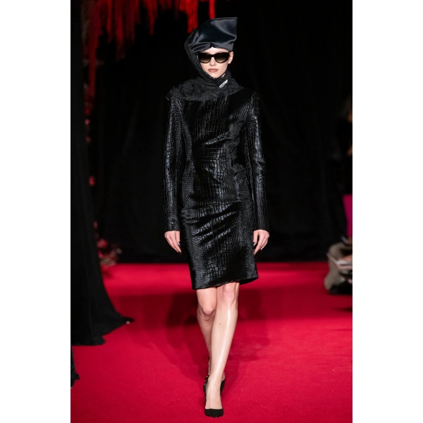 LaQuan Smith Long Sleeve Shift Dress in Black | Midi Dresses | Coveti