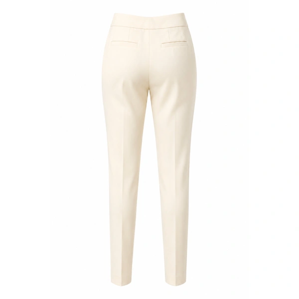 LaQuan Smith Low Rise Slim Pants in Ivory | Tailored Pants | Coveti