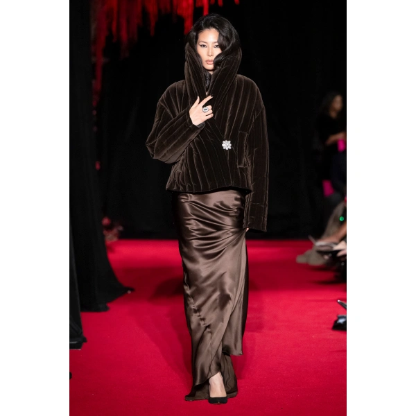 LaQuan Smith Maxi Skirt in Chocolate | Maxi Skirts | Coveti
