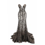 LaQuan Smith Sheer Backless Gown in Black | Evening Gowns | Coveti