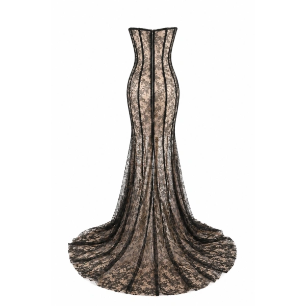 LaQuan Smith Sheer Backless Gown in Black | Evening Gowns | Coveti