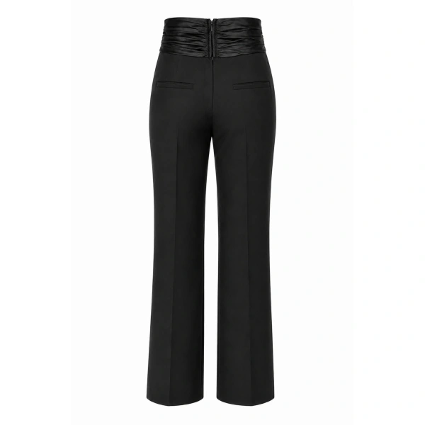 LaQuan Smith Tailored Pant with Sash Waistband in Black | Tailored Pants | Coveti