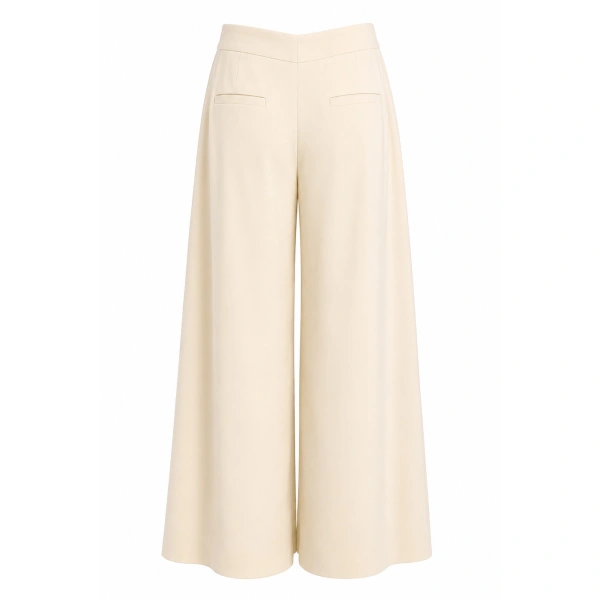 LaQuan Smith Ultra Wide Leg Pant in Ivory | Wide-Leg Pants | Coveti