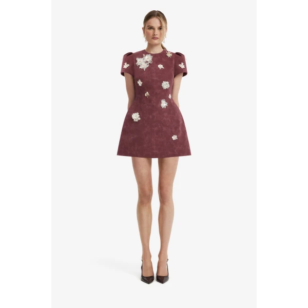 Carina Embellished Vegan Suede Mini Dress