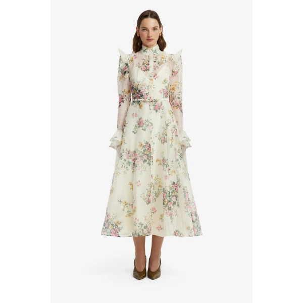 Katrina Butterfly Sleeve Midi Dress