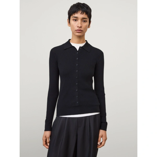 Lisa Yang Agata Cardigan Shirt in Black
