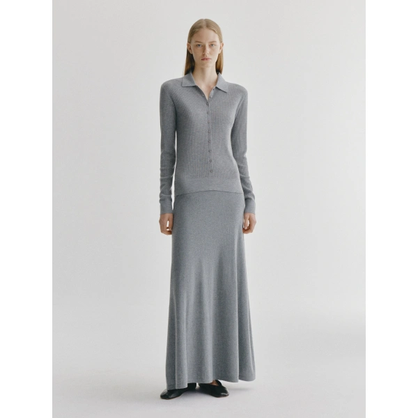 Lisa Yang Agata Cardigan Shirt in Dark Mist