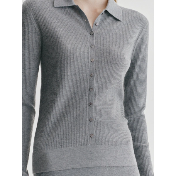 Lisa Yang Agata Cardigan Shirt in Dark Mist