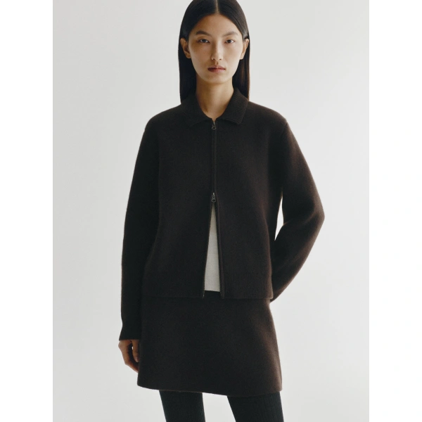 Lisa Yang Aleya Cardigan Jacket in Dark Oak