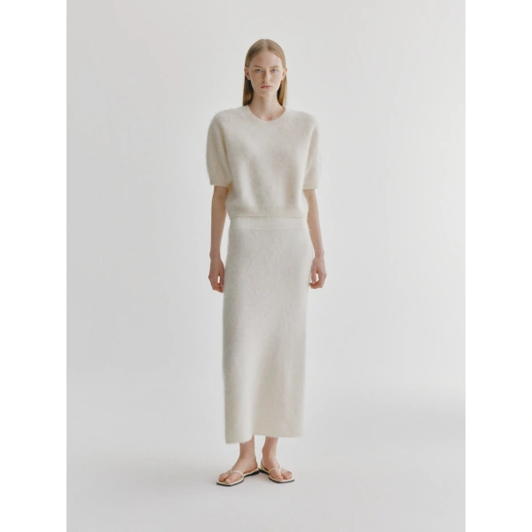Lisa Yang Asta Skirt in Cream Brushed