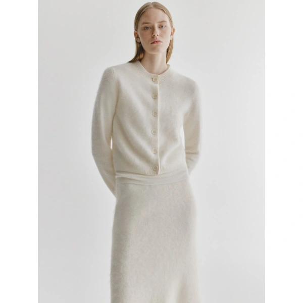 Lisa Yang Azalea Cardigan in Cream Brushed