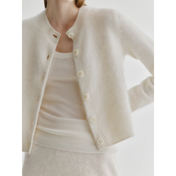 Lisa Yang Azalea Cardigan in Cream Brushed