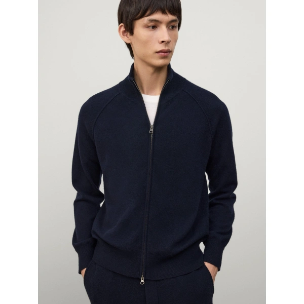Lisa Yang Bran Zip Cardigan in Deep Navy