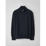 Lisa Yang Bran Zip Cardigan in Deep Navy | Knitwear | Coveti