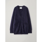 Lisa Yang Devean Cardigan in Navy Brushed | Knitwear | Coveti
