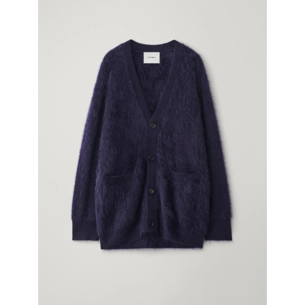 Lisa Yang Devean Cardigan in Navy Brushed | Knitwear | Coveti