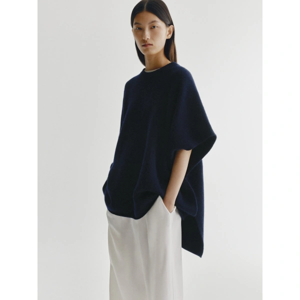 Lisa Yang Din Cape Sweater in Navy