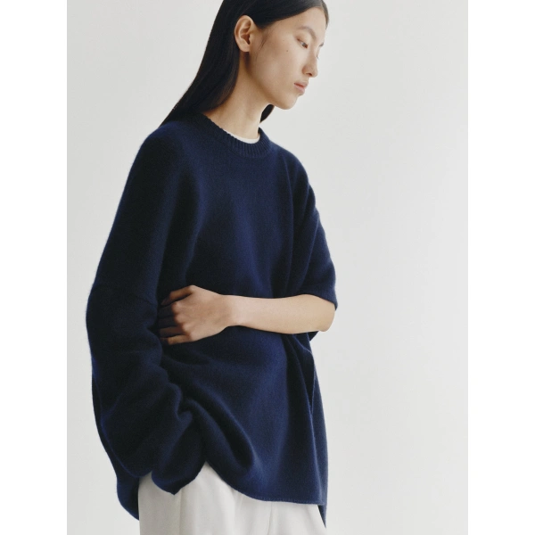 Lisa Yang Din Cape Sweater in Navy