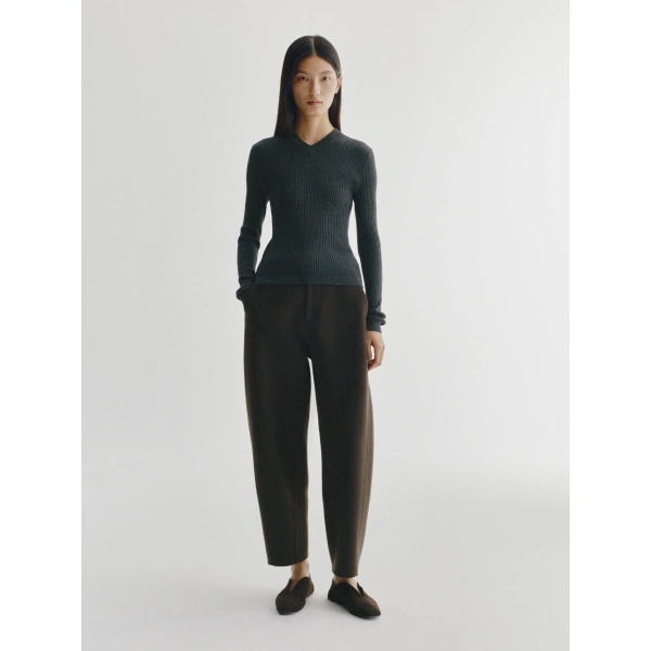 Lisa Yang Doublé Barrel Trousers in Dark Cedar
