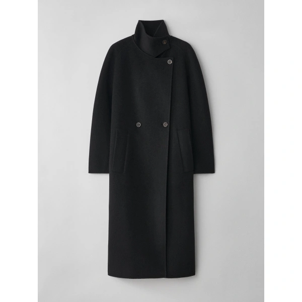 Doublé Button Coat in Black