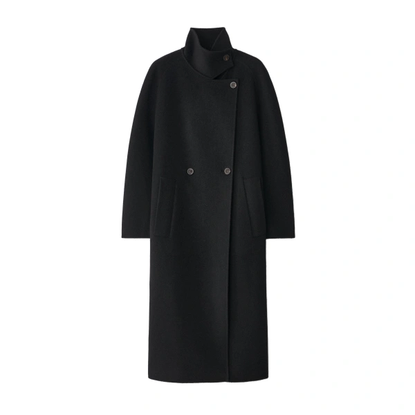 Doublé Button Coat in Black