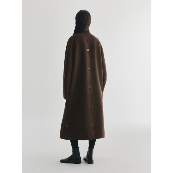 Lisa Yang Doublé Button Coat in Dark Oak