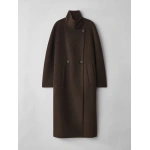 Lisa Yang Doublé Button Coat in Dark Oak | Wool & Cashmere Coats | Coveti