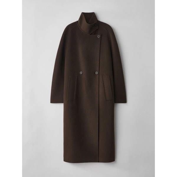 Doublé Button Coat in Dark Oak