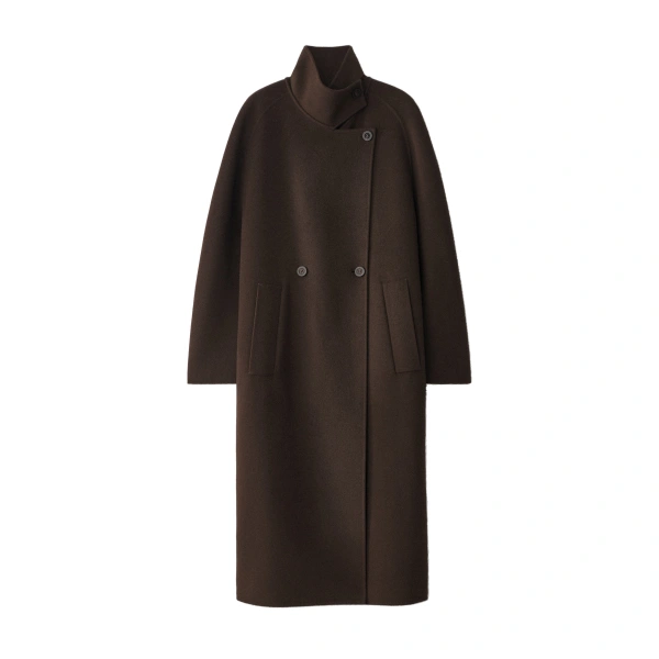 Doublé Button Coat in Dark Oak