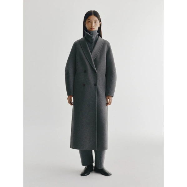 Lisa Yang Doublé Shawl Coat in Mid Grey