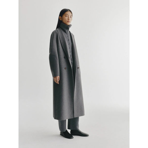 Lisa Yang Doublé Shawl Coat in Mid Grey