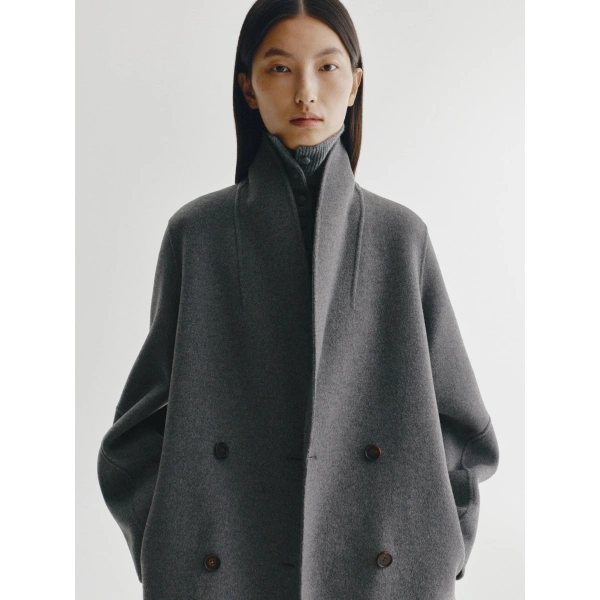 Lisa Yang Doublé Shawl Coat in Mid Grey