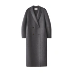 Lisa Yang Doublé Shawl Coat in Mid Grey | Wool & Cashmere Coats | Coveti