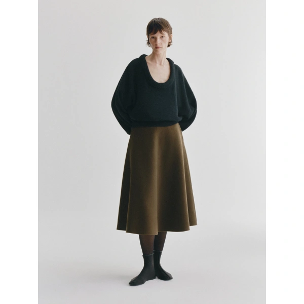 Lisa Yang Doublé Skirt in Dark Fern