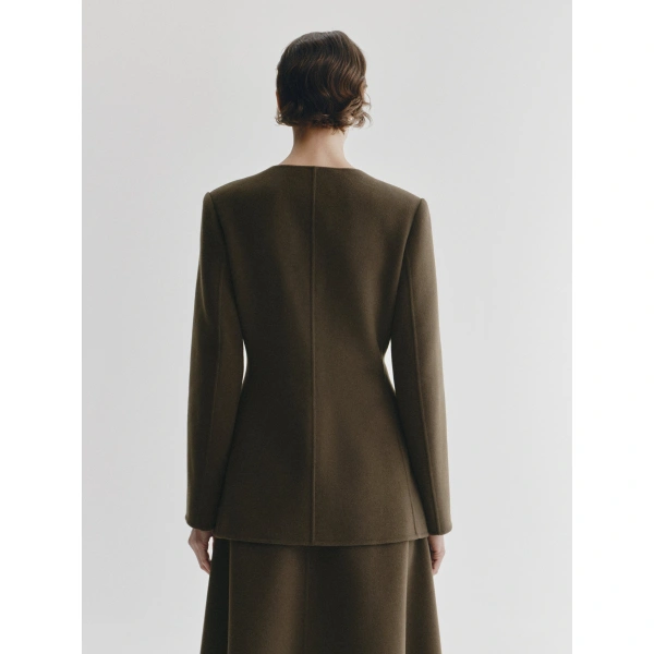 Lisa Yang Doublé Tailored V Neck Blazer in Dark Fern
