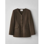 Lisa Yang Doublé Tailored V Neck Blazer in Dark Fern | Blazers | Coveti