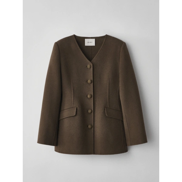 Doublé Tailored V Neck Blazer in Dark Fern