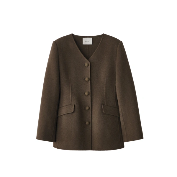 Doublé Tailored V Neck Blazer in Dark Fern