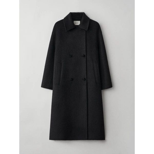 Doublé Textured Coat in Black
