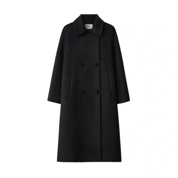 Doublé Textured Coat in Black
