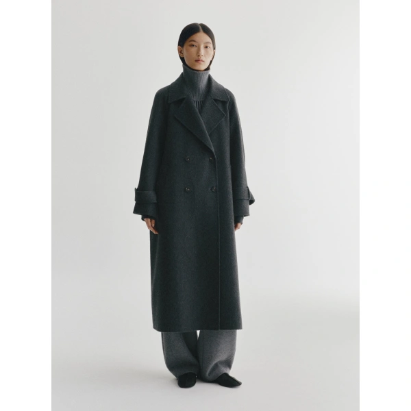 Lisa Yang Doublé Trench Coat in Dark Graphite