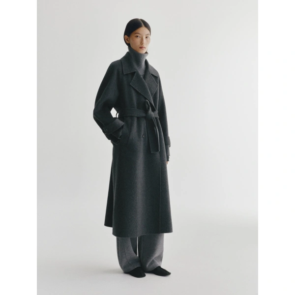 Lisa Yang Doublé Trench Coat in Dark Graphite