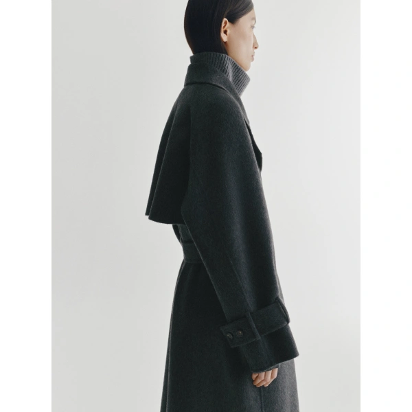 Lisa Yang Doublé Trench Coat in Dark Graphite