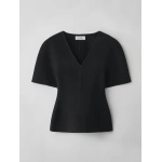 Lisa Yang Doublé V Neck Top in Black | Tops | Coveti