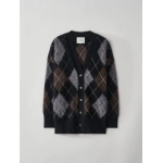 Lisa Yang Elaria Cardigan in Black Argyle Brushed | Cardigans | Coveti