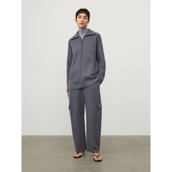 Lisa Yang Gardenia Zip Cardigan in Graphite