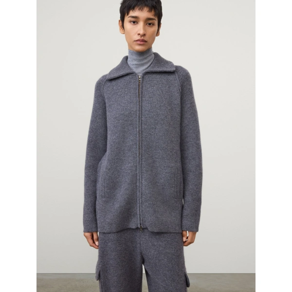 Lisa Yang Gardenia Zip Cardigan in Graphite