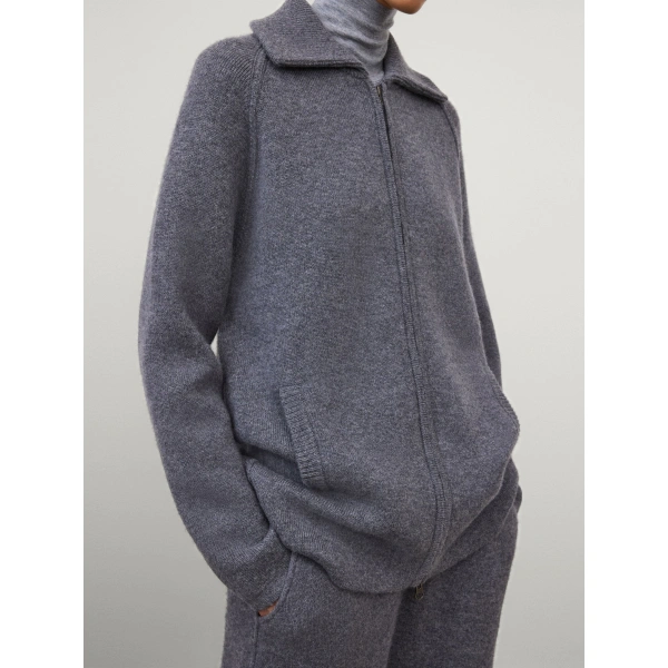 Lisa Yang Gardenia Zip Cardigan in Graphite
