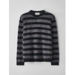 Lisa Yang Glenn Stripes Sweater in Black and Graphite Brushed Stripes | Knitwear | Coveti