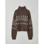 Lisa Yang Gudrun Sweater in Dark Cocoa Jacquard | Cashmere Sweaters | Coveti